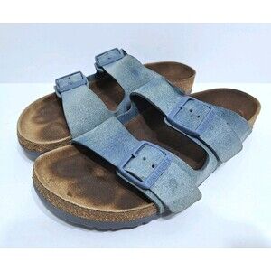 Birkenstock Arizona Women's Size 9 40 Light Blue Buckle Suede Sandals Leather